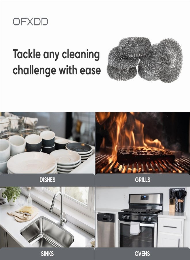 OFXDD Large Stainless Steel Sponge Set, Metal Sponge, Metal Scrubber, Stainless Steel scouring pad (Pack of 6) - Image 5